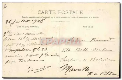 Montpellier - Le Peyrou - O Castelo da Água — Ed. L.-J. Albaille, Montpellier, n° 118 — Verso