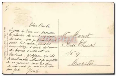 As Estrelas do Mar — Boa Ano — Editor M. Nayer, n° 259, Paris — Verso