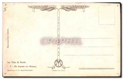 A disputa dos doutores — cena da Vida de Jesus — esculturas de D. Mastroianni, Milão — Verso