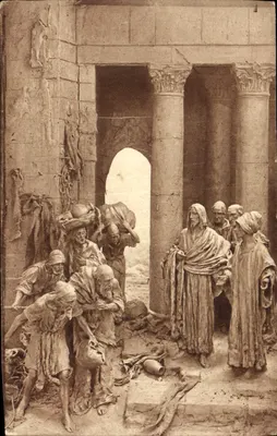 A Vida de Jesus — Os mercadores expulsos do templo — Escultura de D. Mastroianni, Milão