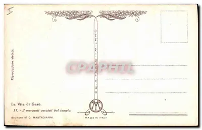 A Vida de Jesus — Os mercadores expulsos do templo — Escultura de D. Mastroianni, Milão — Verso