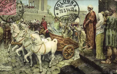 Bilhete postal antigo Fantasia Ilustrador Mastroianni Encontro de duas potências