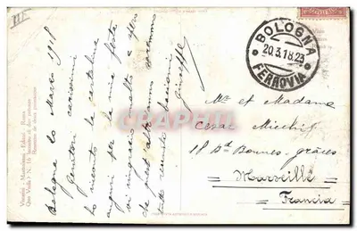 Bilhete postal antigo Fantasia Ilustrador Mastroianni Encontro de duas potências — Verso