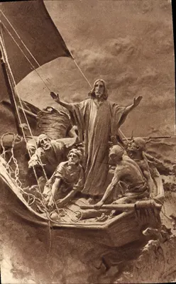 Jesus acalma a tempestade — Cenas da Vida de Jesus — Edição D. Mastroianni, Milão, n°27