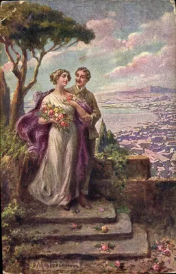 Casal amoroso — vista do mar — Mastroianni