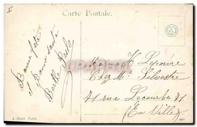 Rosas violetas — detalhe de pétalas e folhas — editor A. Blaunt, Paris — Verso