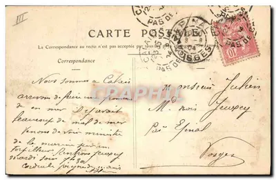 Calais — Boulevard International — Monumento dos Salvadores — Câmara de Comércio — Farol — Foto Edição O. Lefèbvre — Verso
