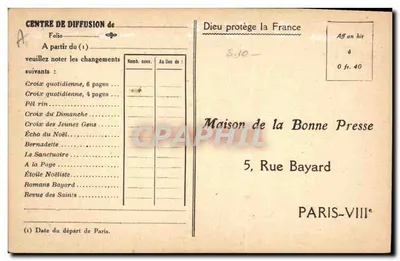 La Croix — Het Pilgrim — La Croix van Zondag — 1929 — Maison de la Bonne Presse, Parijs-VIII — Achterkant