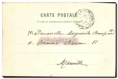Violets — Boas-vindas sinceras — Carta postal com endereço para Marseille — Verso
