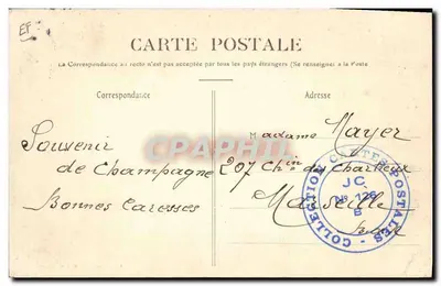 Champagne — Praca w Winoroślach — Zbieranie Winogron — L’Epluchage — J. W. Stendanger, Imp. A. L. E. Chartrou — Rewers
