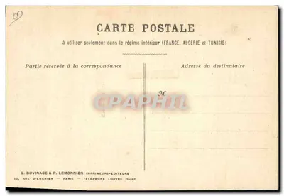 Homem em poste elétrico — propaganda de gás — Exposição de Lyon 1914 — Editor G. Duvinage & P. Lémonnier — Verso