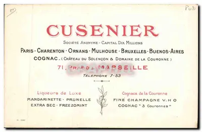 O Mandarim — Apertivo com Mandarinas — Cusenier Fils Aîné & Cie — Verso