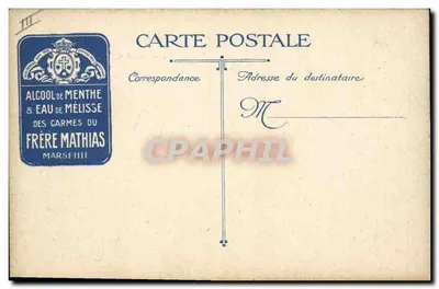 Soldados em guerra — O abuso da bandeira branca — publicidade para Alcool de Menthe & Eau de Mélisse dos Carmelitas do Frère Mathias, Marselha — Verso