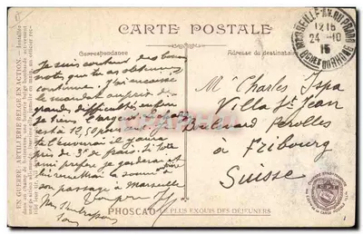 Artillerie Belge en action — scène de campagne avec canons et soldats — éditeur LVAC — Verso