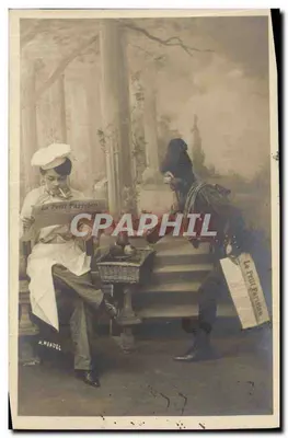 Jovem mulher e homem em traje de cena — editor H. Manuel — série Le Petit Parisien