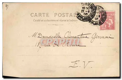 Kobieta w stroju epoki — La Patrie, organ députation nationale — wydawca Reutlinger, Paryż — Rewers