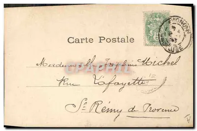 Giovane donna in abito viola — con un giornale 'LECHO DE PARIS' — H. MANUEL — Verso
