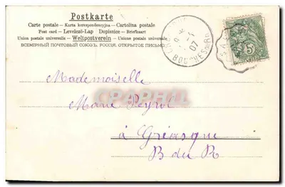 Kwiecień — ptak i ryba w ramce kwiatowej — A.&M.B. N°276 — Rewers