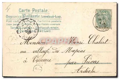 Uccello e fiori — Poema d'amore — Carta postale multilingue — Verso