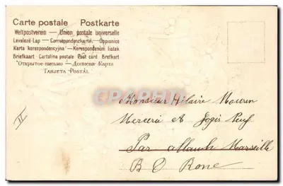 Tarjeta postal de Navidad — hiedra y guirnalda — editor no visible — Reverso