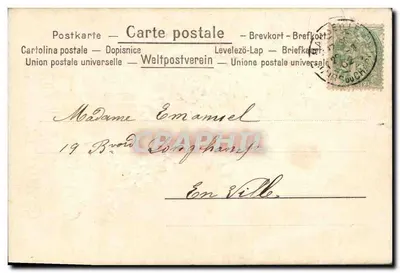 Bukiet kwiatów i wieża kościoła — Wesołych Wielkanoc — wydawca nieznany — Rewers