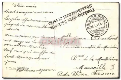 Criança e mulher à janela — cena de Natal — Helvetia — Verso