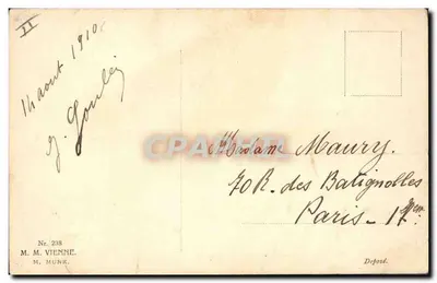 Menina segurando um cachorro e um cesto — Boas Festas — M. M. MUNK, Nr. 238 — Verso
