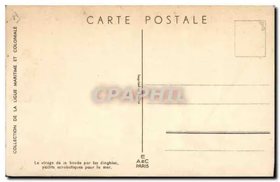 Virada de bóia pelos dinghies — yates acrobáticos para o mar — Coleção da Liga Marítima e Colonial, E.A.E.C. Paris — Verso