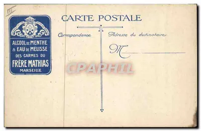 Soldados em combate invernal — Alcool de Menthe & Eau de Mélisse dos Carmes do Frère Mathias, Marselha — Verso