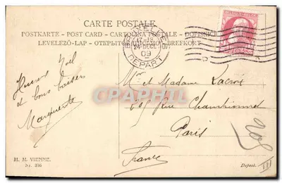 Junge Frau im Winter — Schneestraße — M. M. Vienne, N° 346 — Rückseite