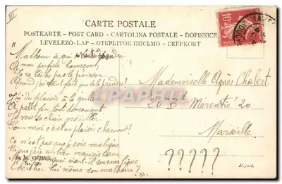 Jovem mulher em vestido rosa segurando um peixe e uma vara de pesca — Primeiro de Abril — editor M. Vienné, n° 379 — Verso