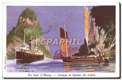 Baía de Along — Jonque e barco de rio — Max Cremnitz