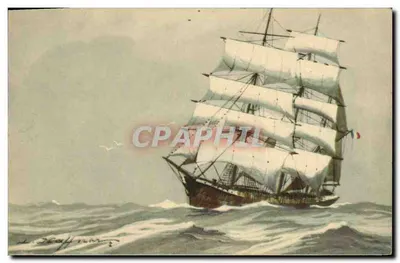 Barco de três mastros — Tipo comum de navio de longa distância — Editor AEC Paris