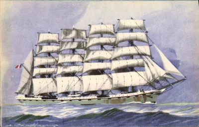 Cinco mastros de barco « La France » — Coleção da Liga Marítima e Colonial — Impresso na França