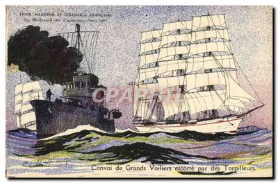 Convoi de Grandes Embarcações Acompanhado por Torpedeiros — Ligue Marítima e Colonial, Paris (n°61)