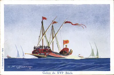 Galère do XVIº Século — ilustração marítima — E. Chambretent et C°, Paris, n° 37