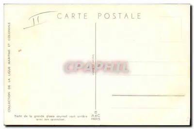 Bilhete postal antigo Fantasia Ilustrador Haffner Barco Yacht da grande classe correndo vento de ré — Verso