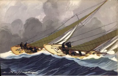 Yates de corridas Corridas de navegação correndo costas a costas — L. Haffner — Editor AEC Paris