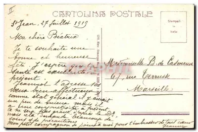 Cravos de Chrysanthemum — ilustração — Cartoline Postale, n° 325 — Verso
