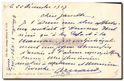Niebieskie kwiaty paproci — wydanie artystyczne — Uff. Rev. Stampa Milano N. 1755 — Rewers