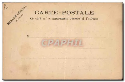 Espanha — bandeira com brasão e retrato feminino — Magasin Général, Marselha — Verso