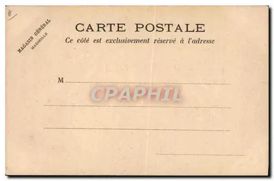 Espanha — bandeira e brasão real com retrato feminino — Magasin Général Manselle — Verso