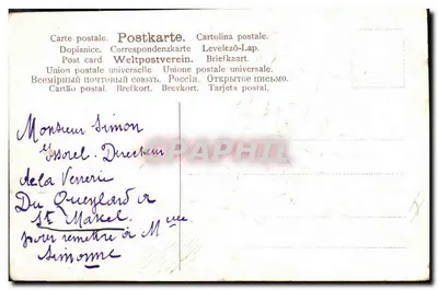 Arranjo de violetas — Boa e feliz Ano — editor não visível — Verso