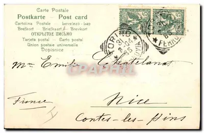 Kobieta w sukni fioletowej z owcem — Corino, Włochy — wydawca C. BOZ nr 2839 — Rewers