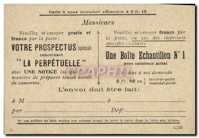 La Perpétuelle — reklama konserw — Panowie H. Bernat & Cie, Paryż (Vᵉ) — Rewers