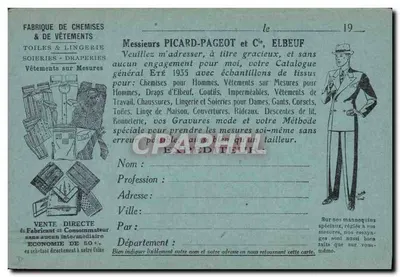 Carta postal publicitária — 'La Mondiale' — Picard-Pageot & Cie, Elbeuf — Verso