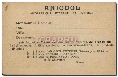 Société de l'ANIODOL — Aniodol antiseptyczny zewnętrzny i wewnętrzny — Paryż — Rewers