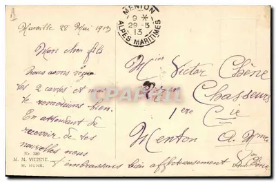 Jovem mulher com chapéu de penas — editor M. MUNK, n° 380 — Verso