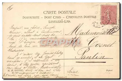 Kind verleiht Blumen einer jungen Frau — Aline's 1908 — Bernamin's 1908 — Rückseite