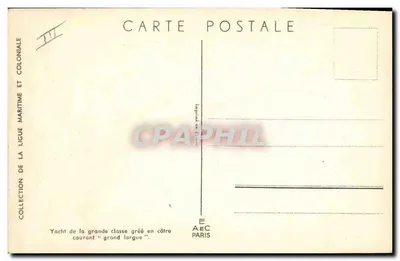 Yate de gran clase con aparejo de costa navegando "grand largue" — Colección de la Liga Marítima y Colonial — Imprenta de París — Reverso